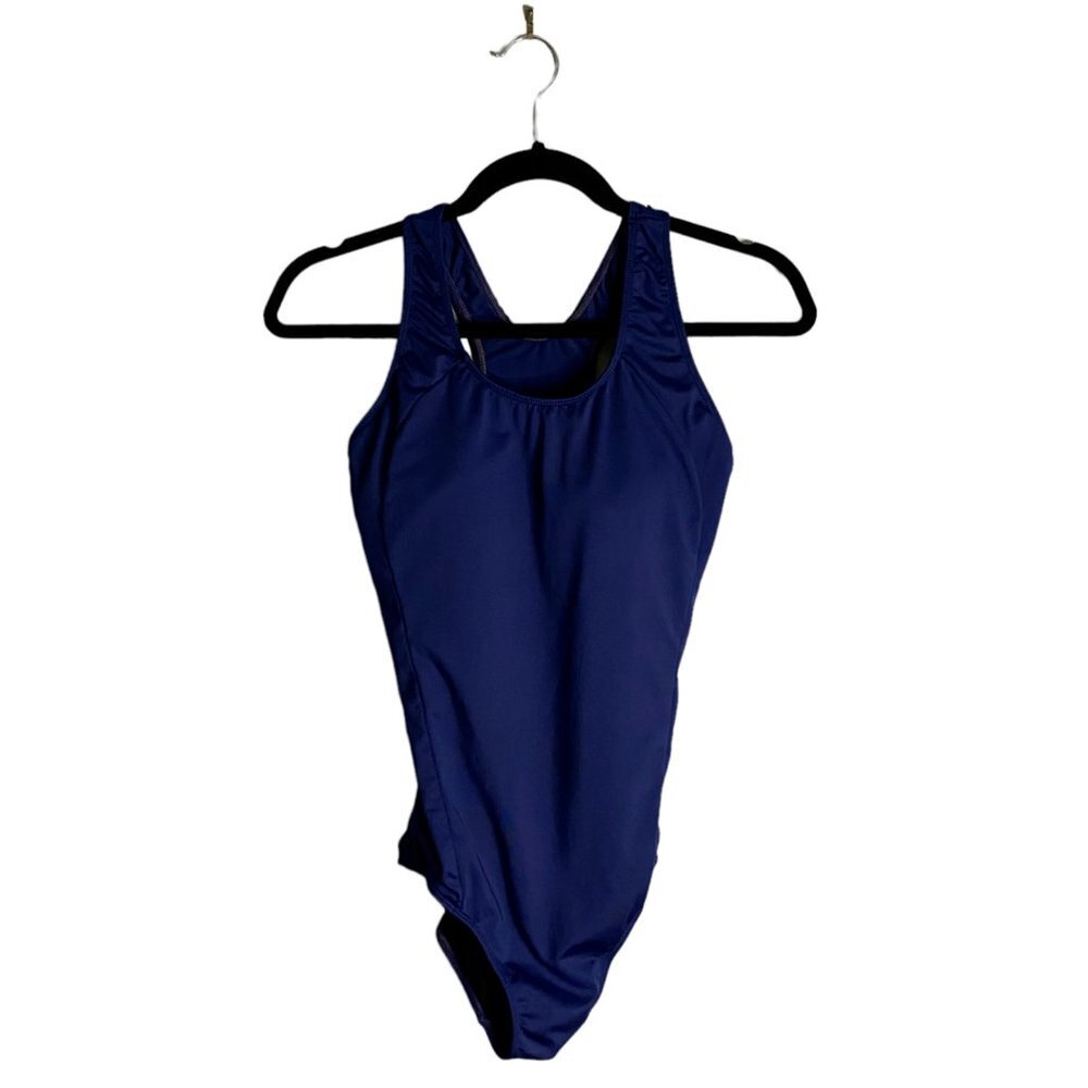 Women's Solid Blue Full Body Racer Back Swimsuit
